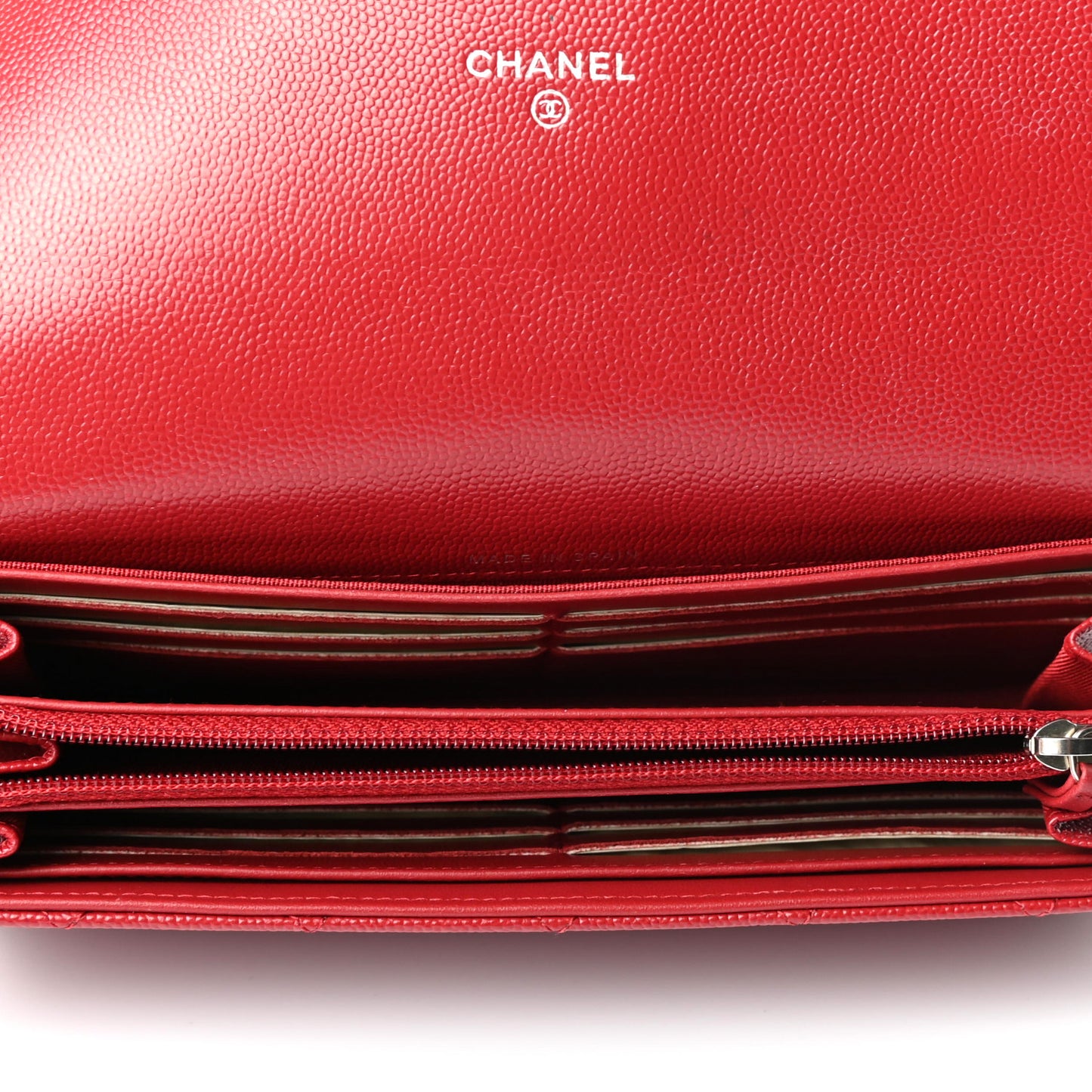 Caviar Quilted Large Gusset Flap Wallet Red