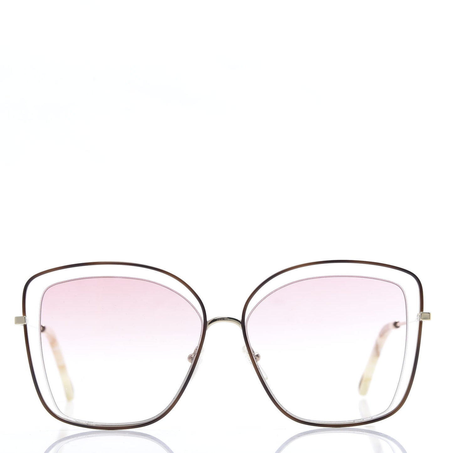 Poppy Cutout Square Sunglasses CE133S Gold Pink
