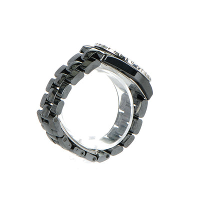 Chanel Stainless Steel Ceramic Diamond 38mm J12 Automatic Watch Black 5 of 8