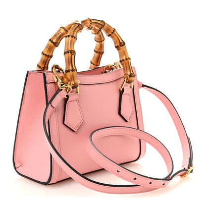 Gucci Textured Dollar Calfskin Web Mini Diana Tote Bag Wild Rose Black 3 of 11
