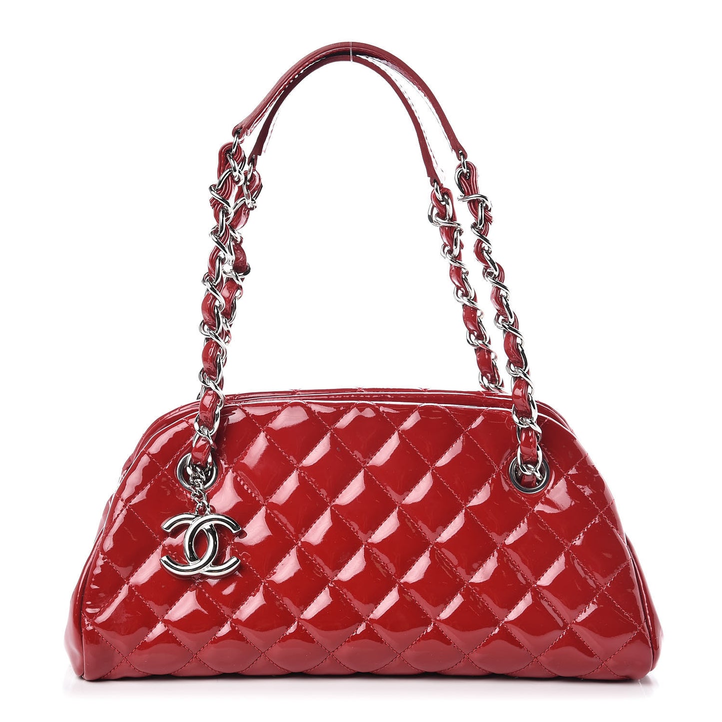 Patent Quilted Small Just Mademoiselle Bowling Bag Red