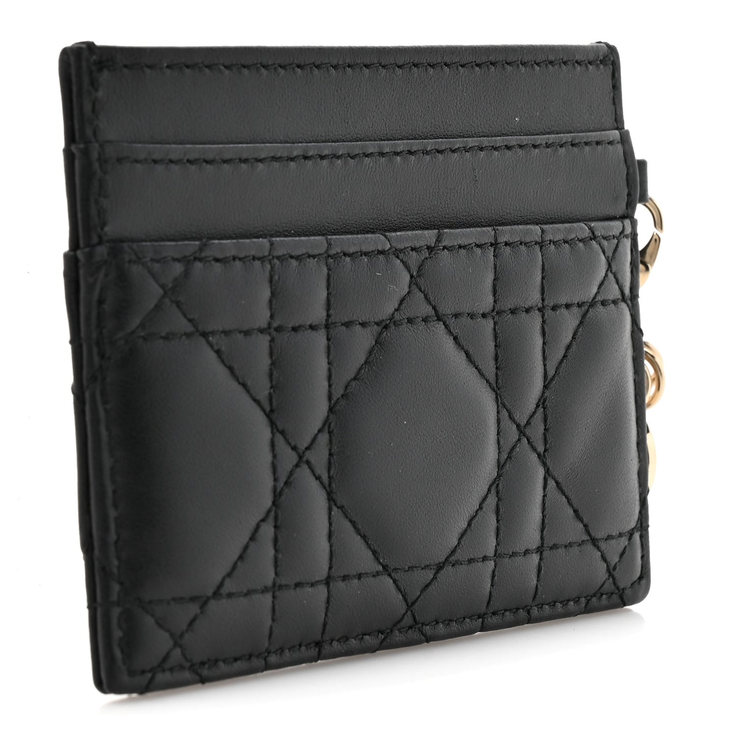 Lambskin Cannage Lady Dior Card Holder Black