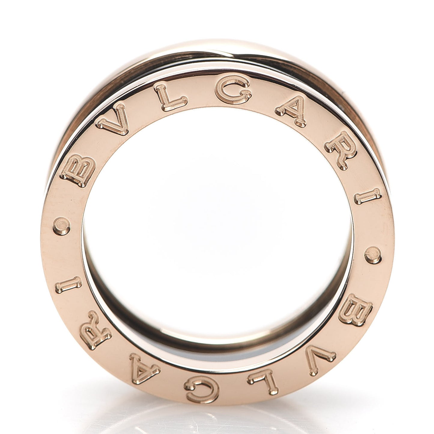 18K Rose Gold Black Ceramic B.Zero1 Two-Band Ring 50 5.25
