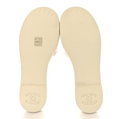Chanel Wool Alpaca Chain CC Slide Sandals 40 Ivory 6 of 9