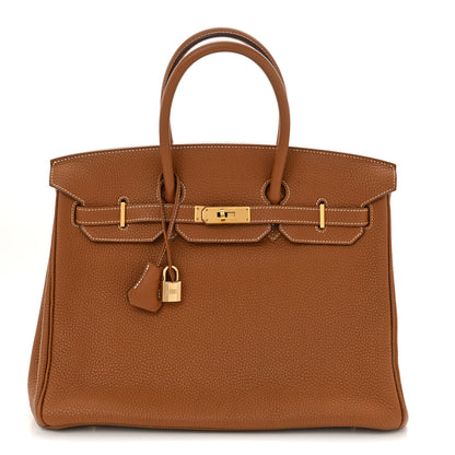 Hermes Taurillon Clemence Birkin 35 Gold 1 of 11