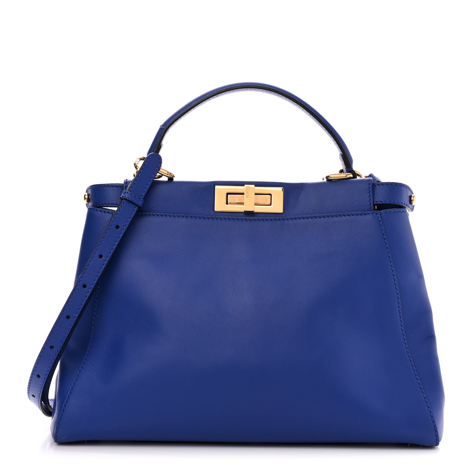 Fendi Vitello Morgan Fabric Jacquard Pequin Medium Peekaboo Iconic Satchel Blue Neon Tobacco 1 of 13