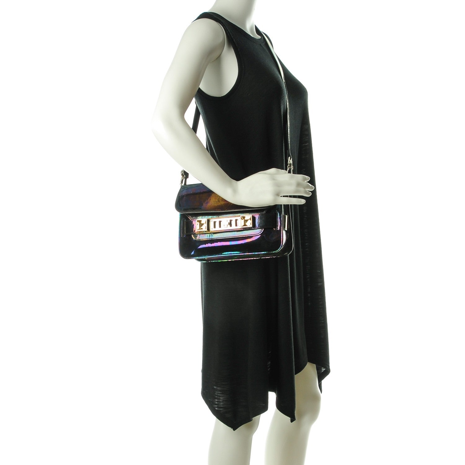 Proenza Schouler Holographic Patent Mini PS11 Classic Shoulder Bag Oil Slick 2 of 6