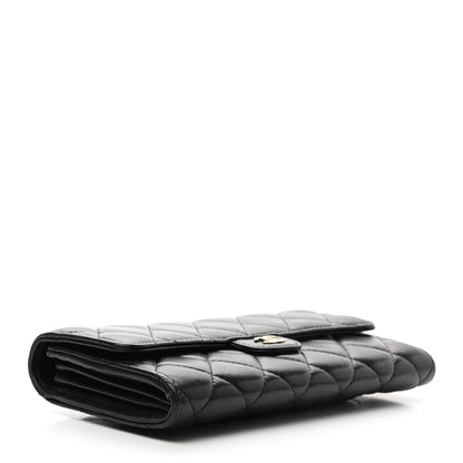 Chanel Lambskin Quilted Large Gusset Flap Wallet Black 4 of 8