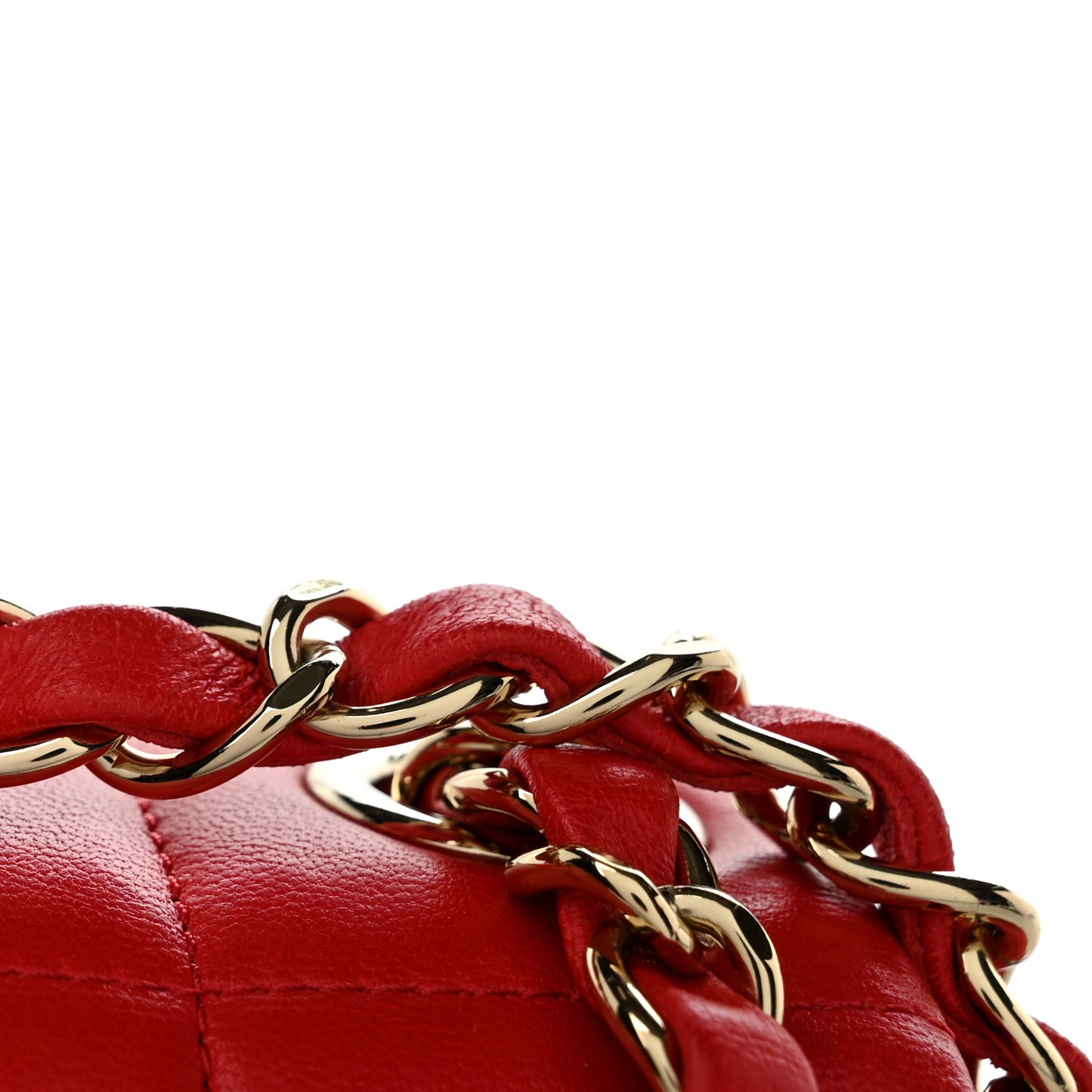 Lambskin Resin Crystal Square Quilted Monacoco Mini Flap Red