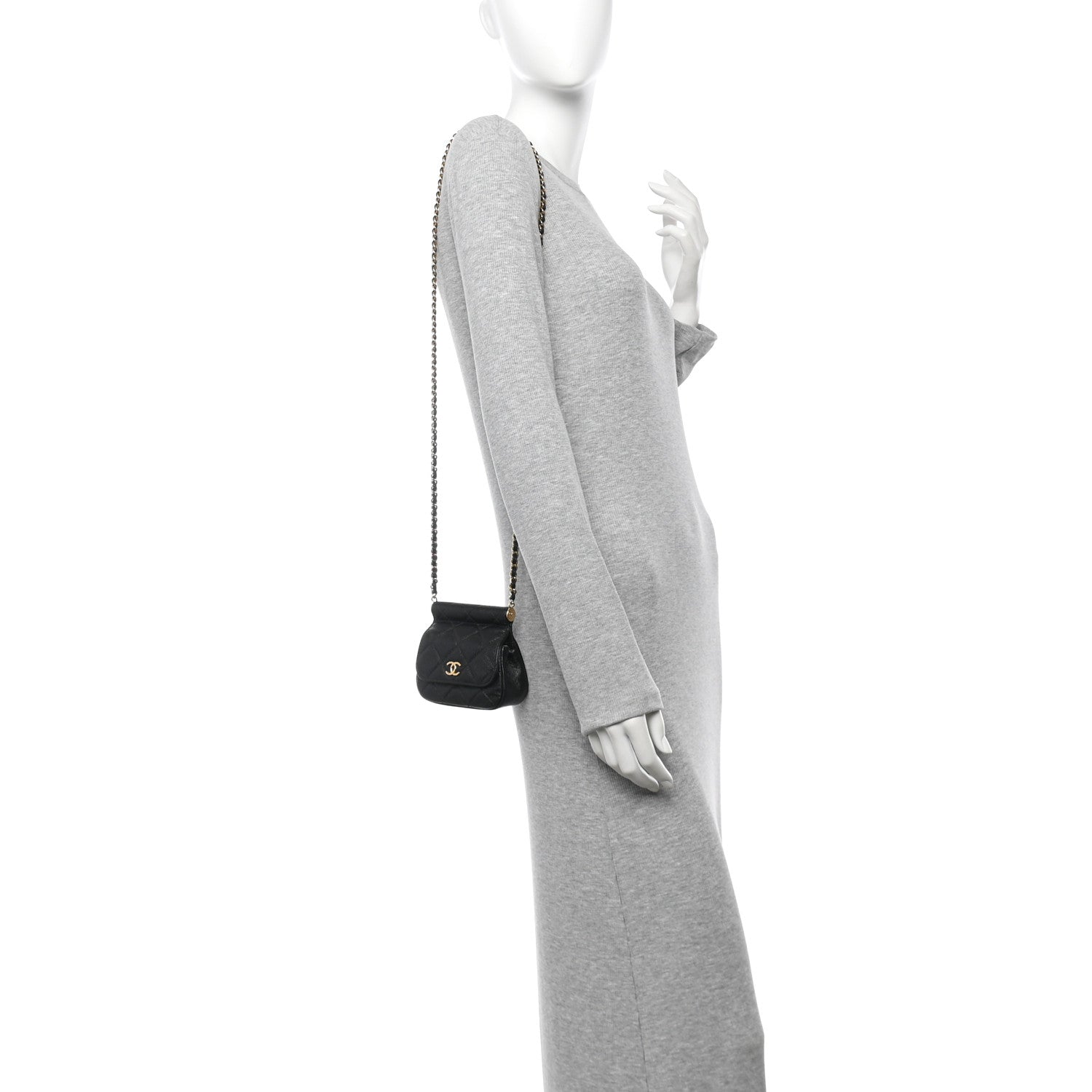Chanel Caviar Quilted Mini Flap Clutch With Chain Black 2 of 11
