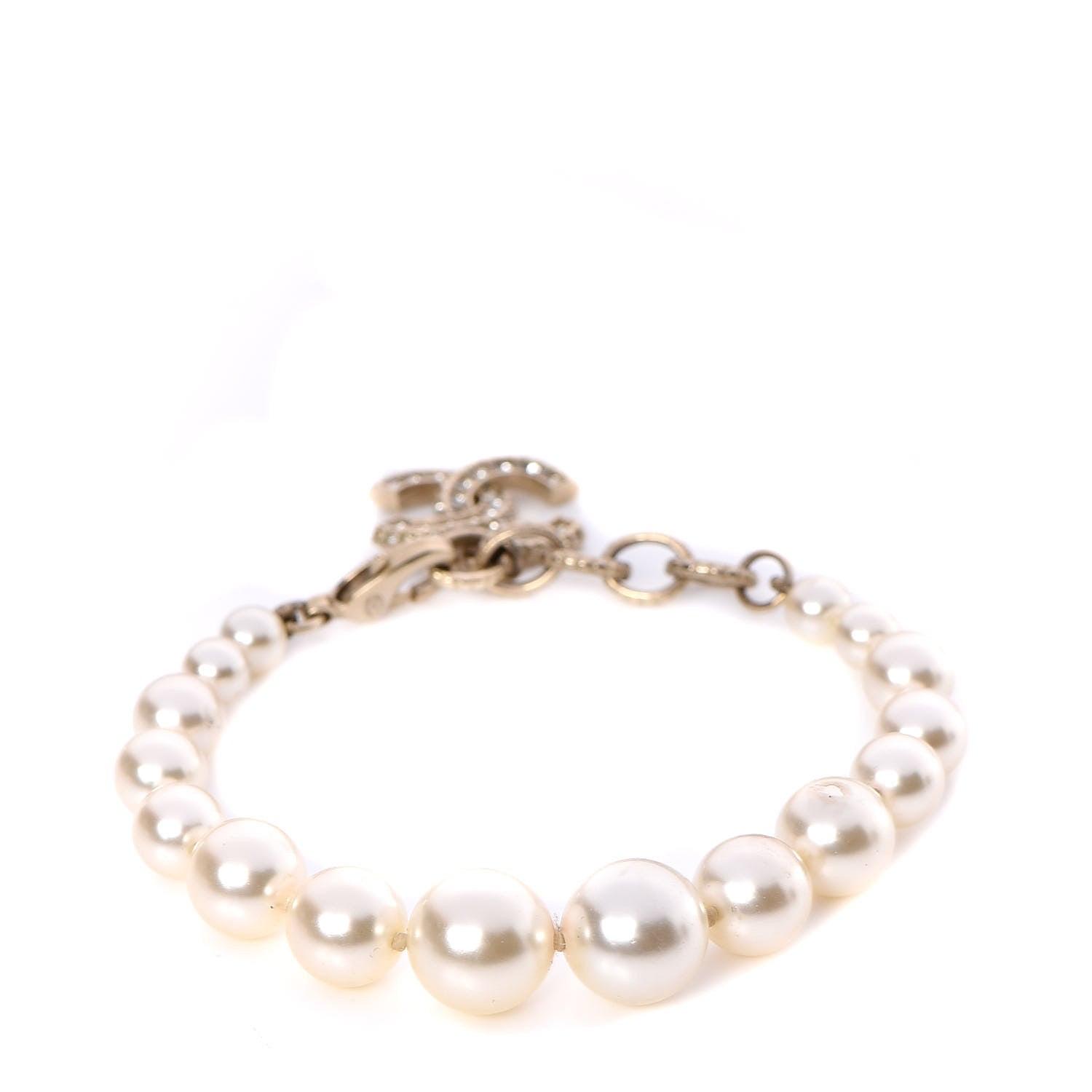 Chanel Pearl Crystal CC Bracelet Gold 3 of 5