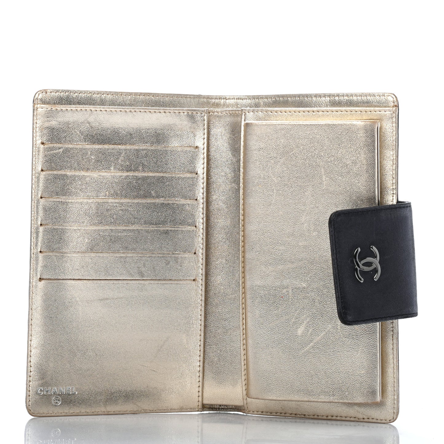 Calfskin Lucky Symbols French Wallet Black