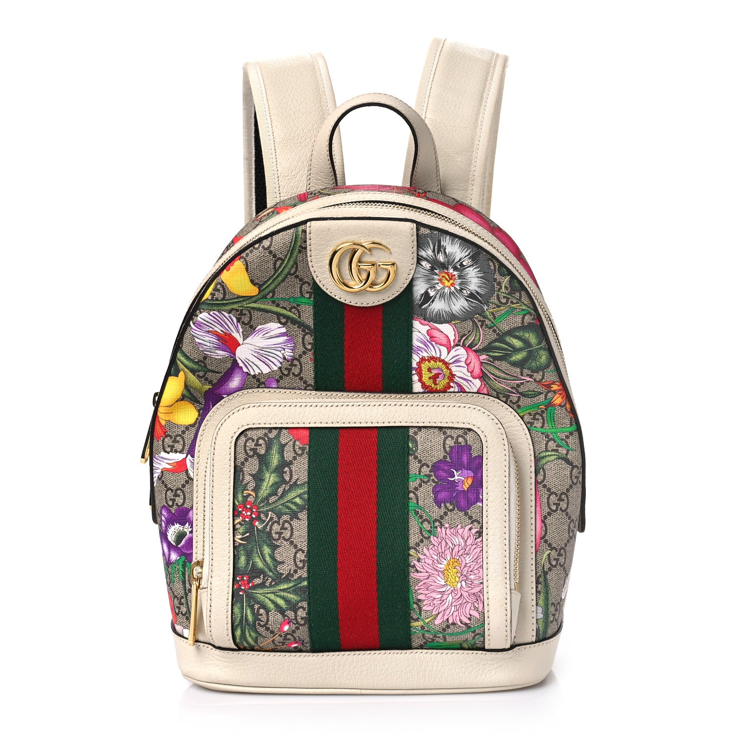 Gucci GG Supreme Monogram Flora Web Small Ophidia Day Backpack White 1 of 10