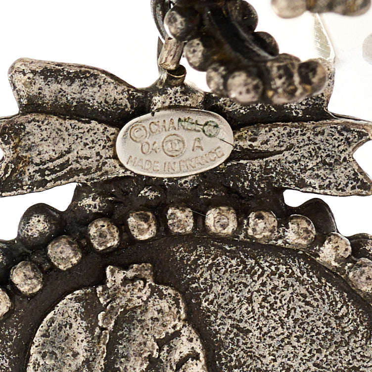 Ruthenium CC Medallion Drop Earrings