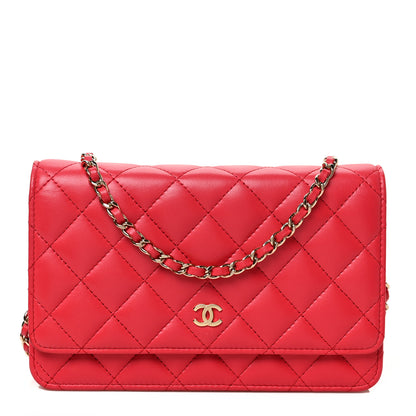 Chanel Lambskin Quilted Wallet On Chain WOC Red 1 of 10