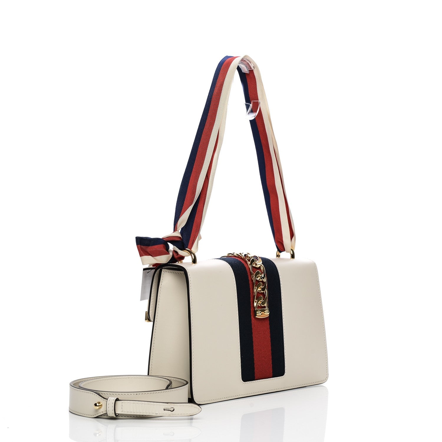 Gucci Calfskin Small Sylvie Shoulder Bag Off White 3 of 7