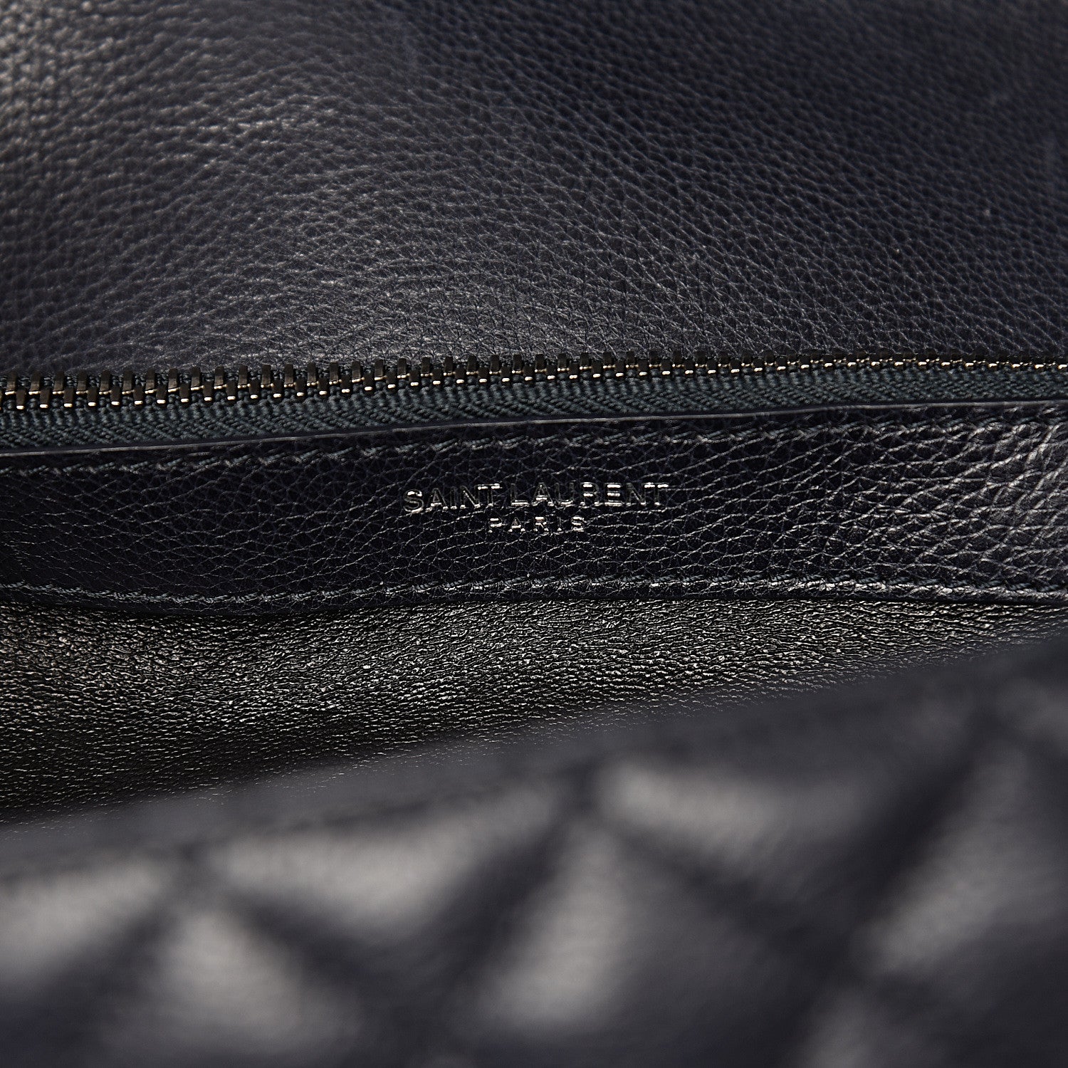 Saint Laurent Calfskin Mixed Matelasse Triquilt Large Monogram Envelope Satchel Deep Marine 7 of 25