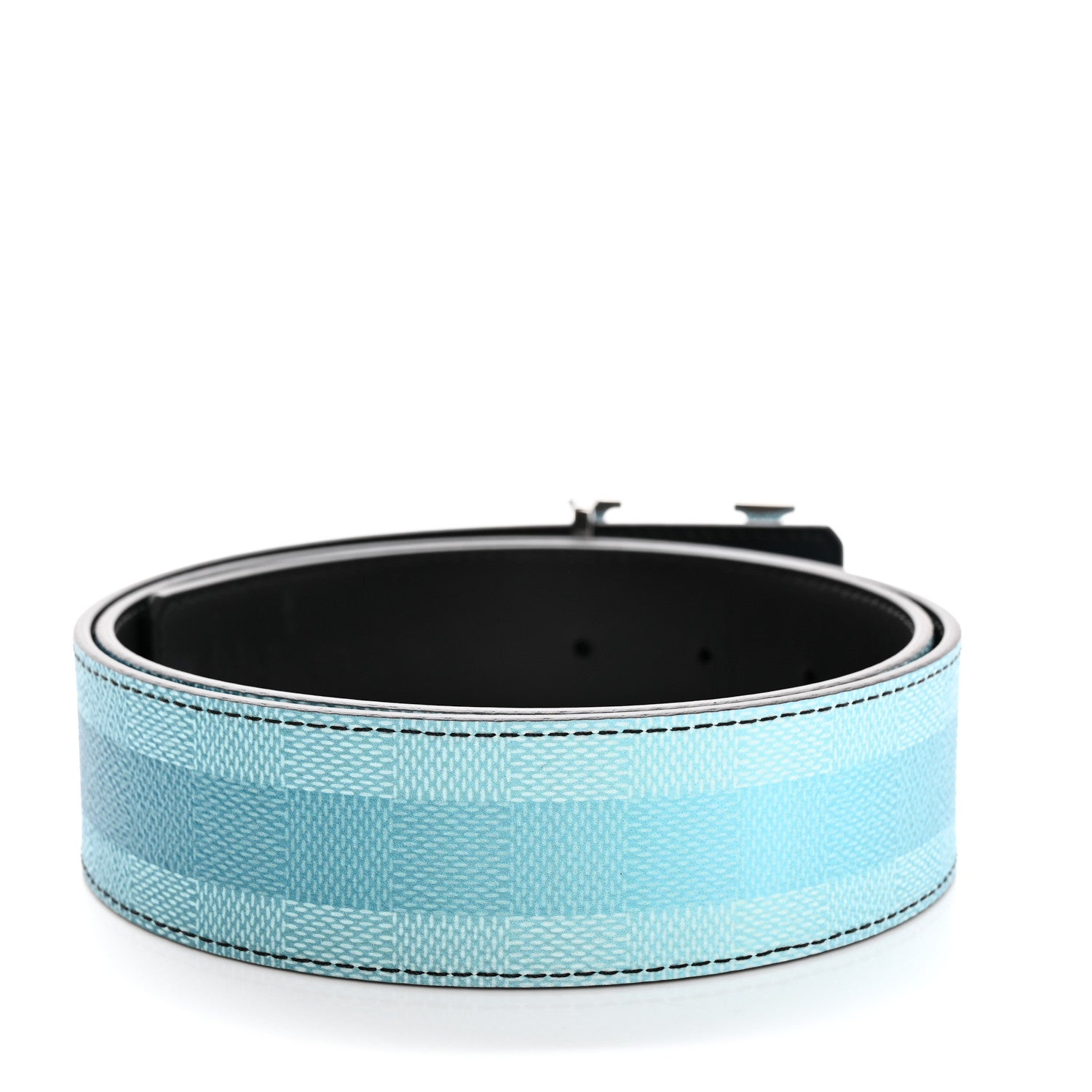 Louis Vuitton Damier Stripes 40MM LV Initiales Reversible Belt 85/34 Sky Blue 3 of 8