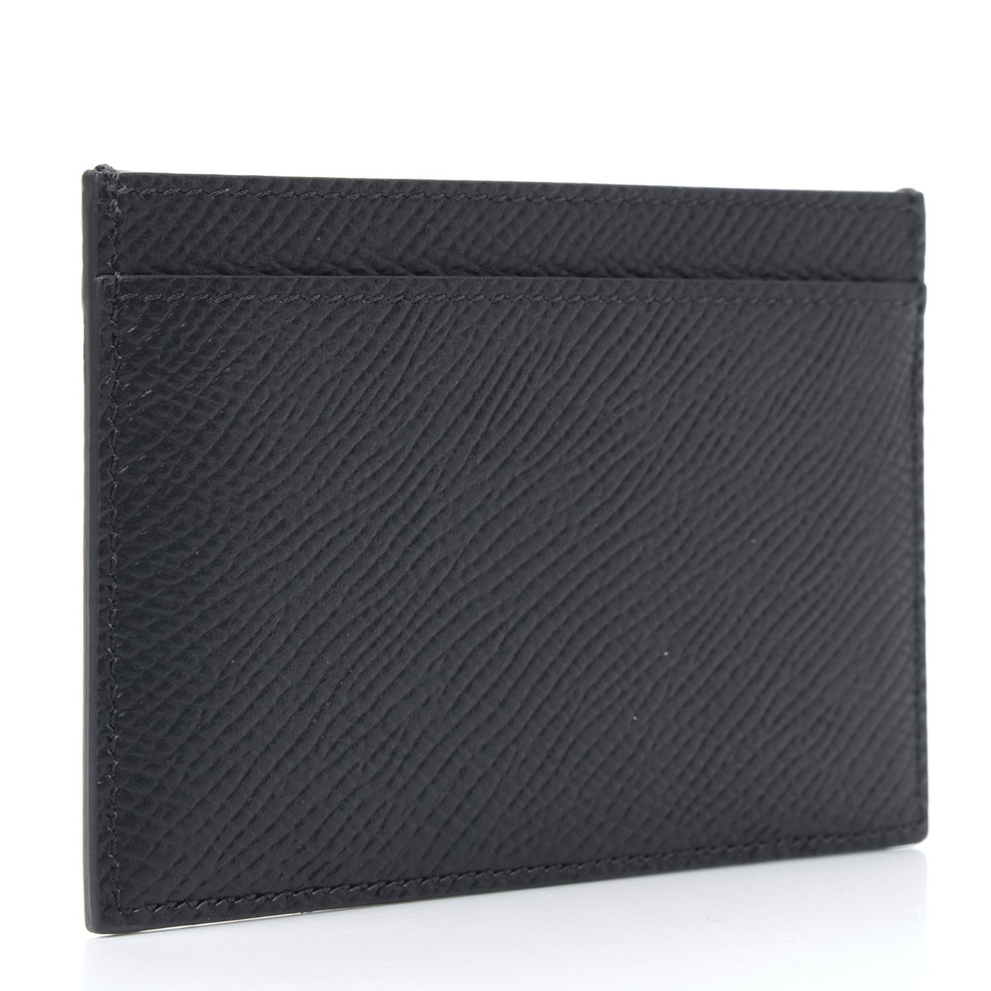 Grained Calfskin Card Holder Grey
