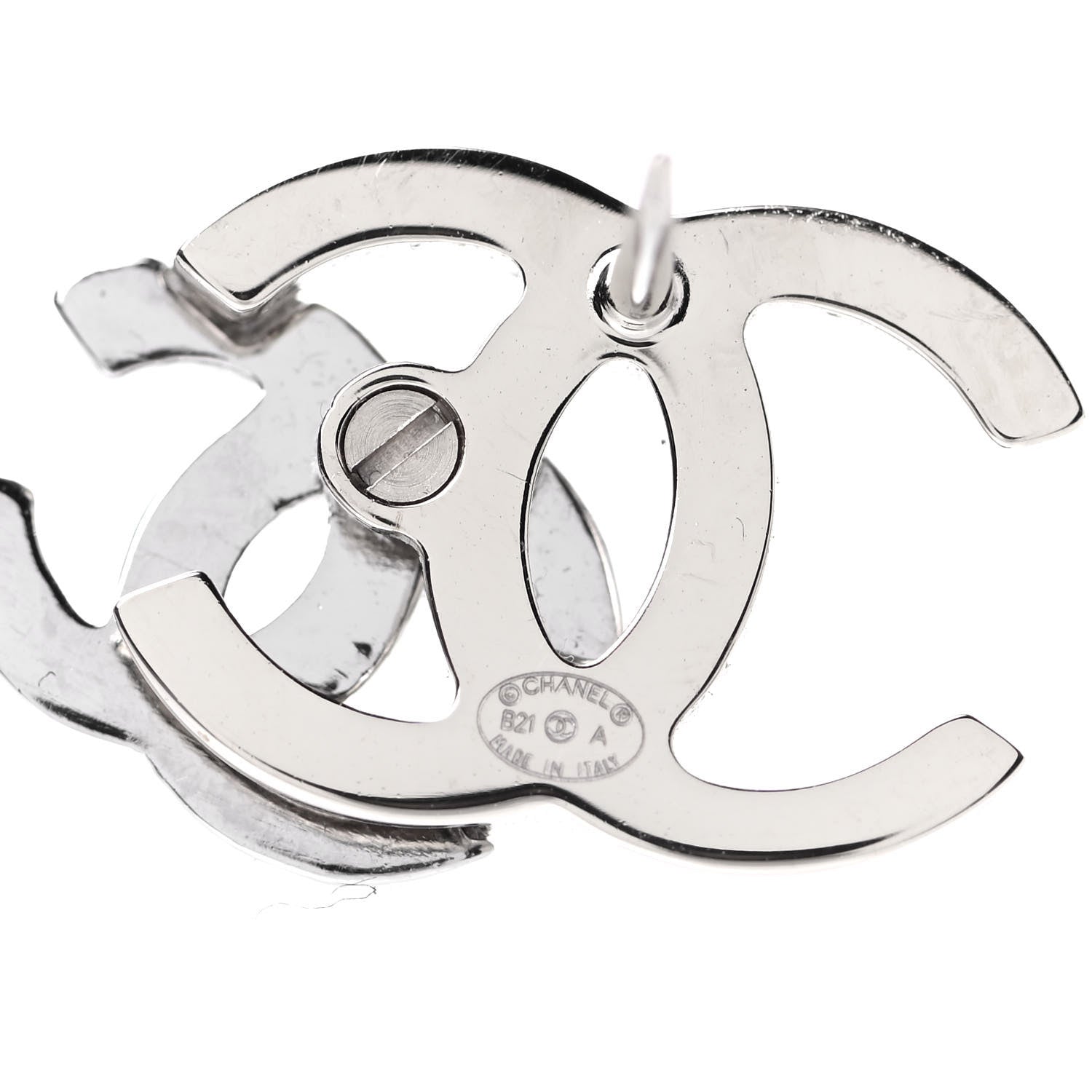 Chanel Crystal Double CC Earrings Gold Silver 4 of 5