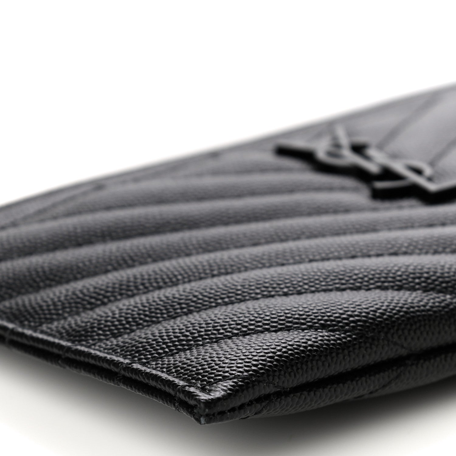 Saint Laurent Grain De Poudre Chevron Monogram Bill Pouch Black 8 of 10