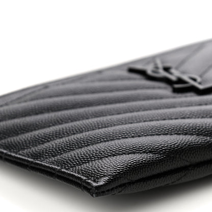 Saint Laurent Grain De Poudre Chevron Monogram Bill Pouch Black 8 of 10
