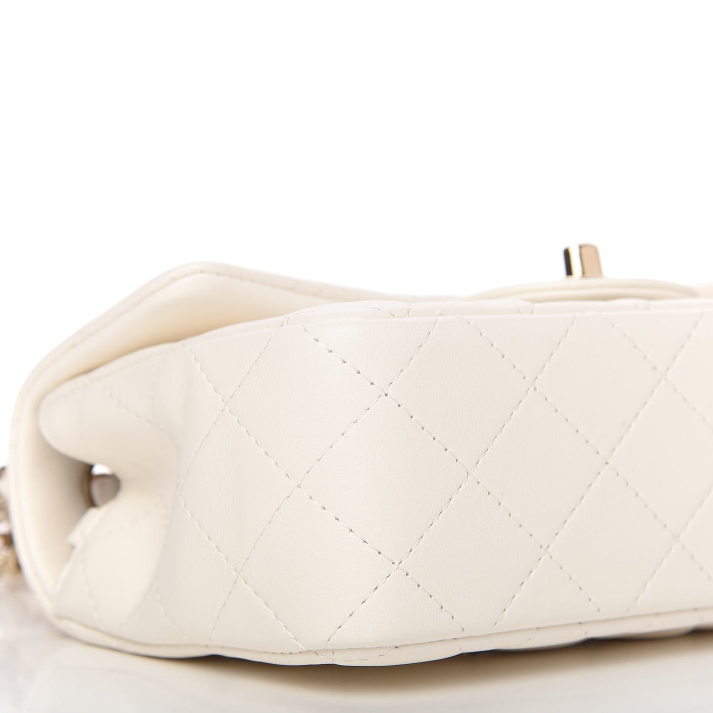 Lambskin Quilted Mini Rectangular Flap White