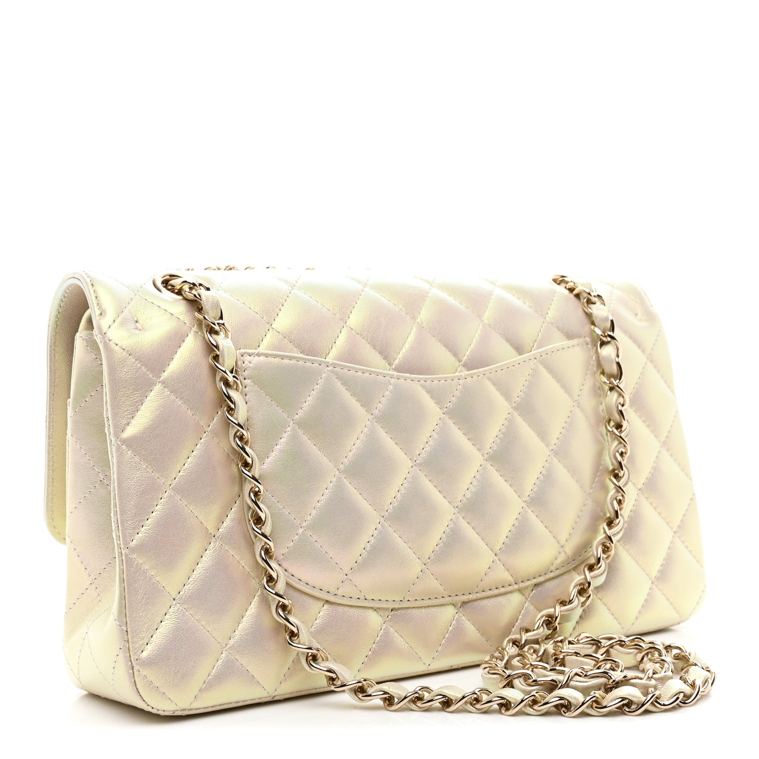 Chanel Iridescent Lambskin Quilted Medium Double Flap Ivory 3 of 11