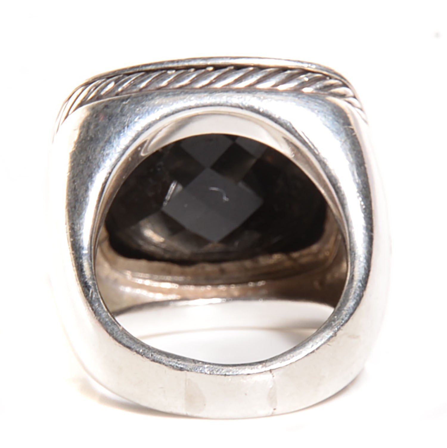 David Yurman Sterling Silver Diamond Black Onyx 20mm Albion Statement Ring 60 9 3 of 6
