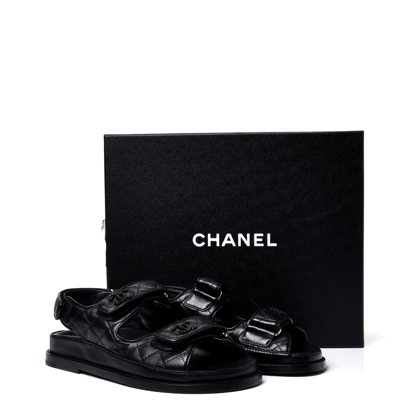Lambskin Velcro Dad Sandals 36 Black