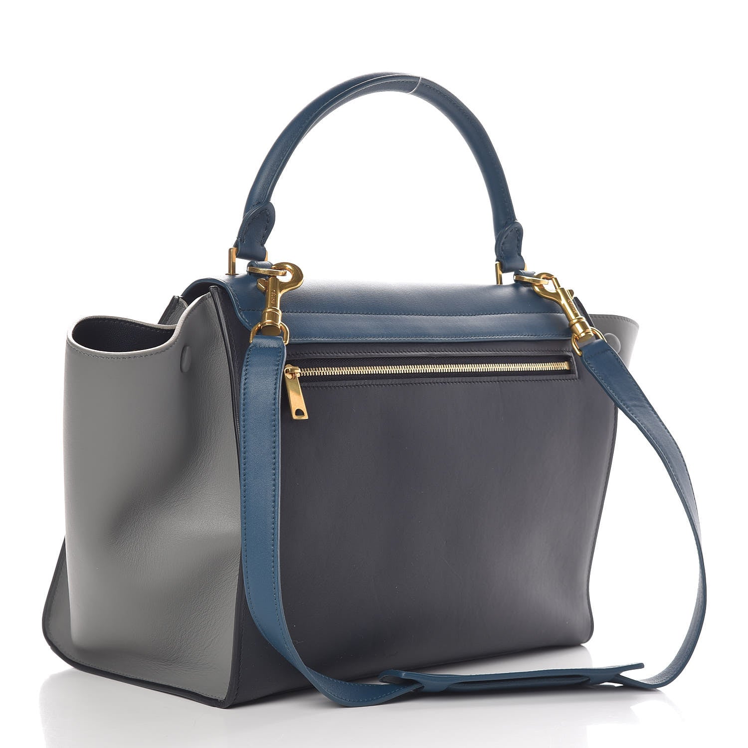 Celine Smooth Calfskin Medium Tri-Color Trapeze Metallic Blue 3 of 10
