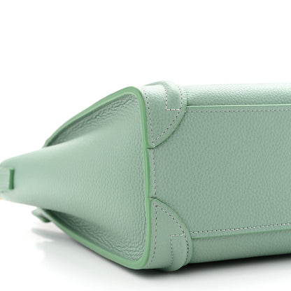 Celine Drummed Calfskin Nano Luggage Celadon 9 of 10