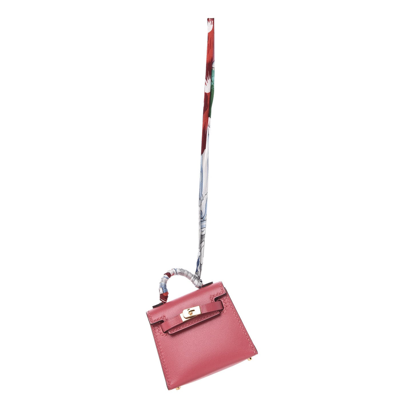 Tadelakt Mini Kelly Twilly Bag Charm Rose Lipstick