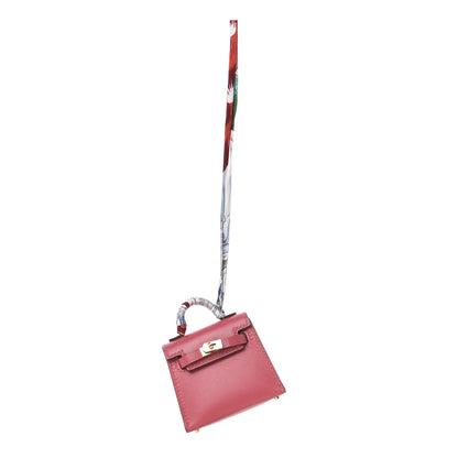 Hermes Tadelakt Mini Kelly Twilly Bag Charm Rose Lipstick 1 of 4