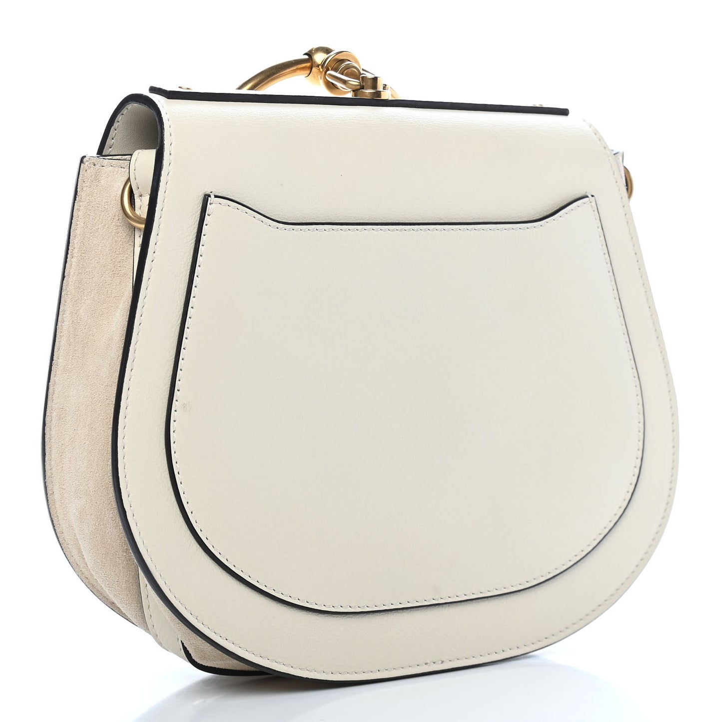 Calfskin Suede Medium Nile Bracelet Bag Off White