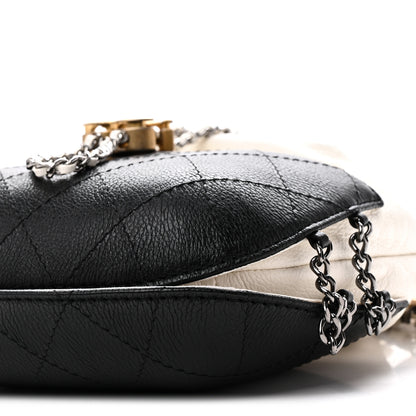 Chanel Aged Calfskin Quilted Small Gabrielle Bucket White Black 10 of 10