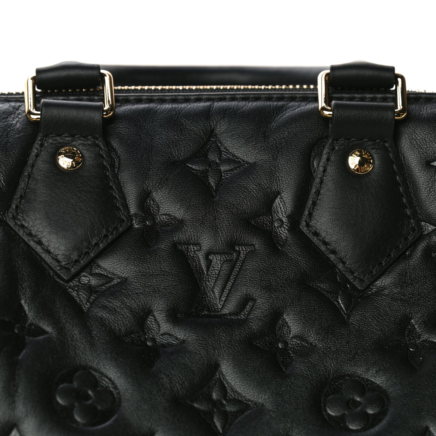 Louis Vuitton Lambskin Embossed Monogram Speedy 22 Bandouliere Black 15 of 17