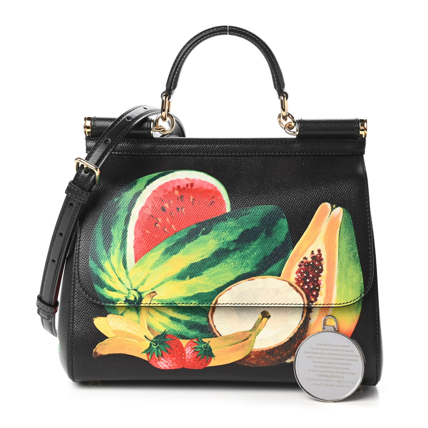Dauphine Fruit Print Medium Miss Sicily Satchel Black Mulitcolor