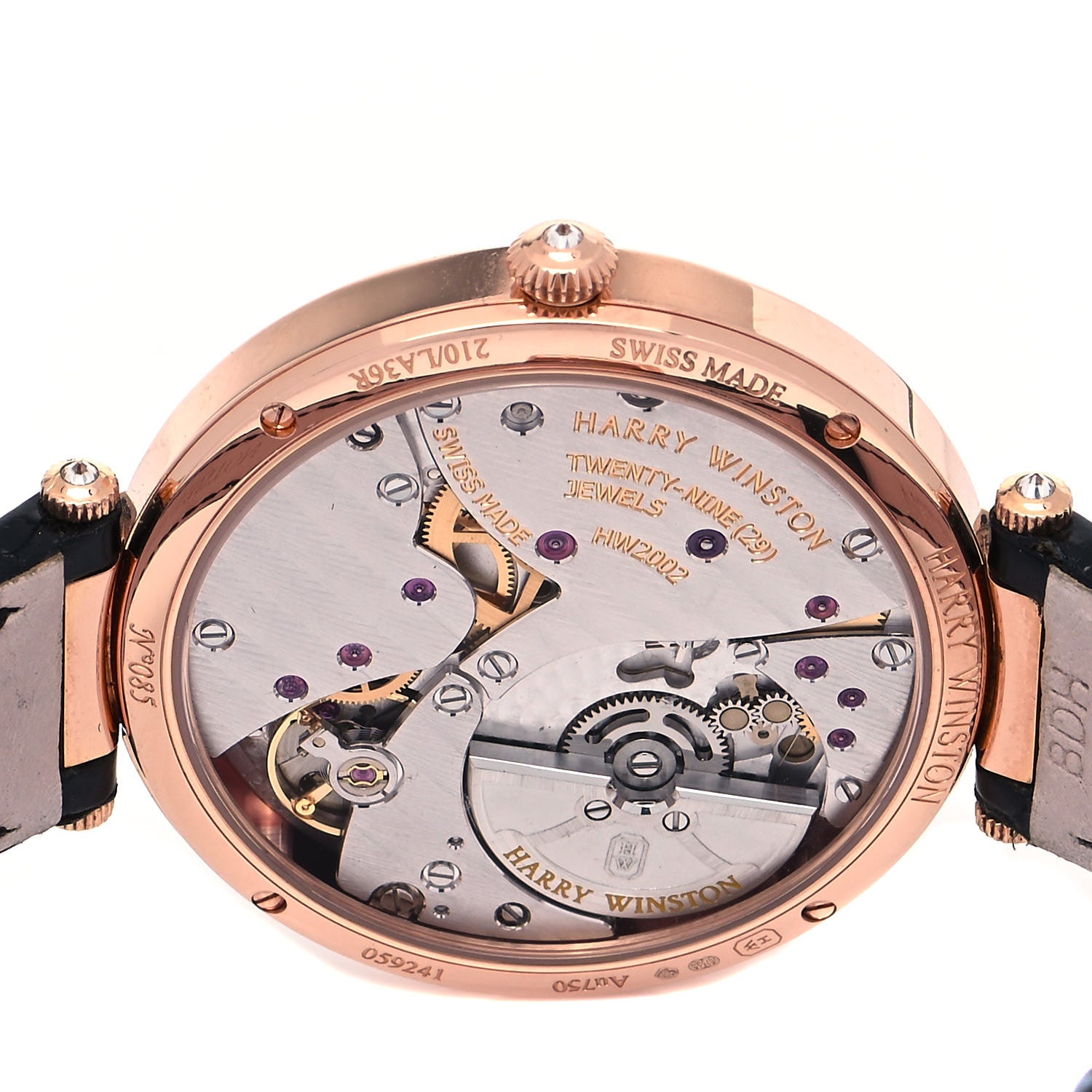 Harry Winston 18K Rose Gold Alligator Diamond Bezel Mother of Pearl Premier 36mm Automatic Watch 4 of 5