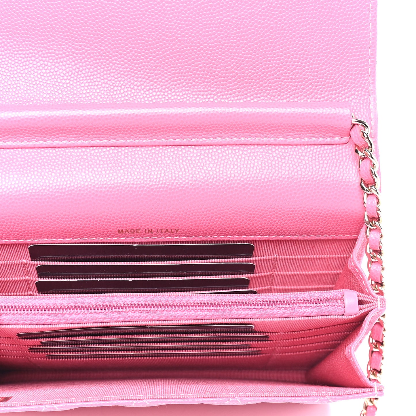 Caviar Quilted Square Wallet On Chain WOC Pink