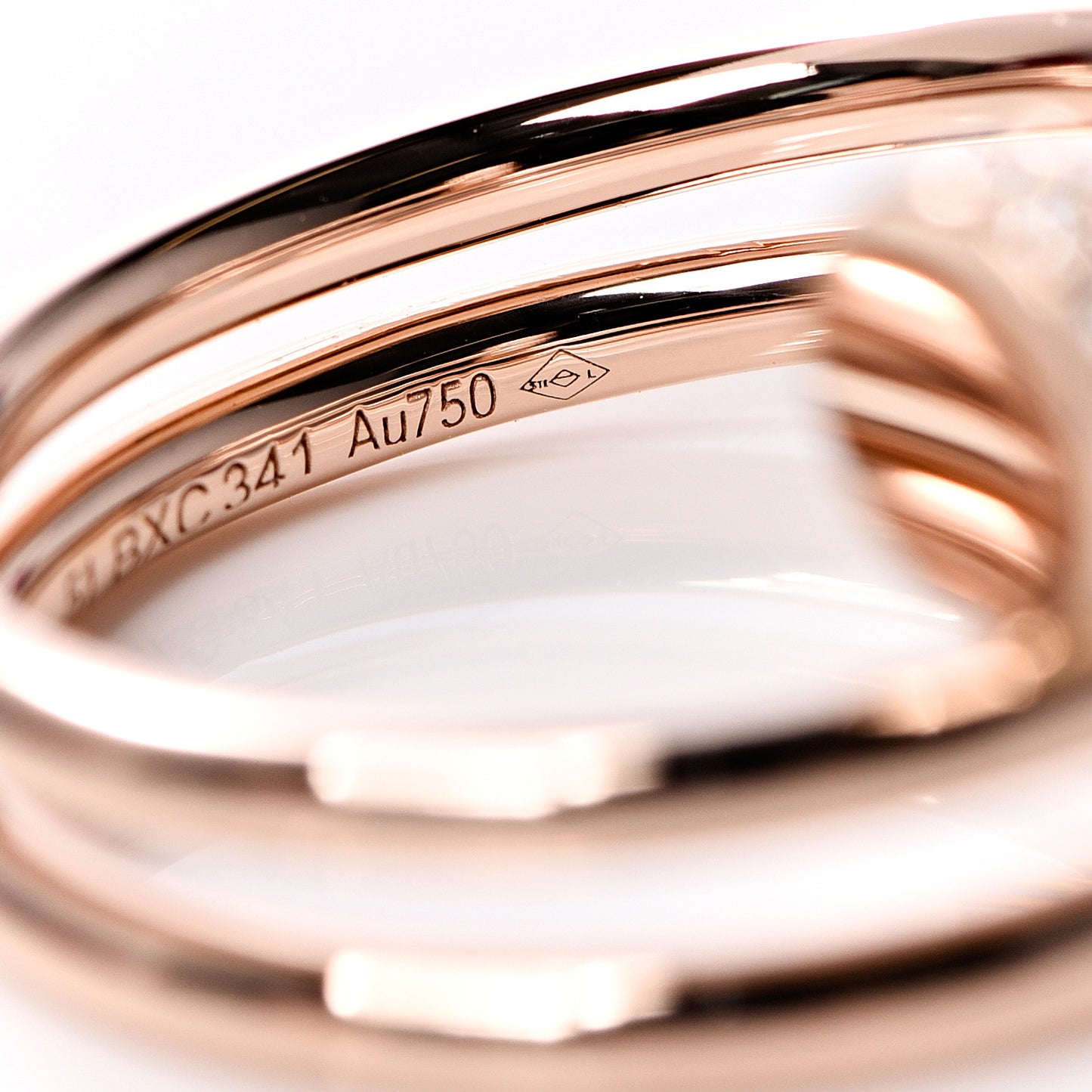 18K Pink Gold Diamond Double Juste Un Clou Ring 51 5.75
