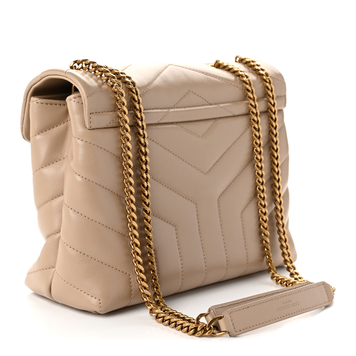 Saint Laurent Calfskin Y Quilted Monogram Small Loulou Chain Satchel Taupe 3 of 10