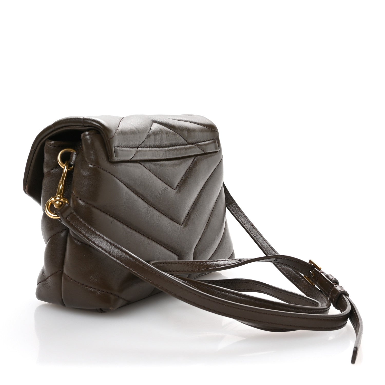 Saint Laurent Calfskin Y Quilted Monogram Toy Loulou Crossbody Bag Soil Brown 3 of 12