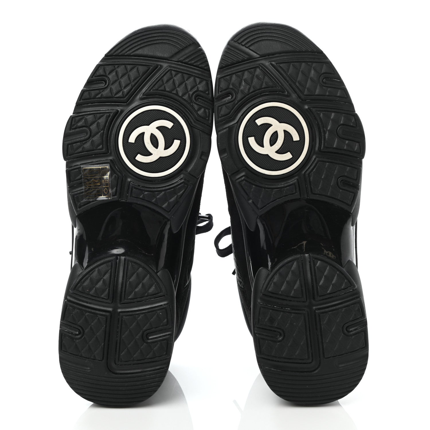 Chanel Nylon Calfskin Suede CC Sneakers 40 Black 5 of 8