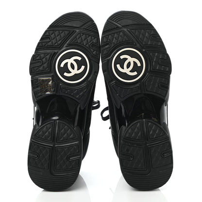 Chanel Nylon Calfskin Suede CC Sneakers 40 Black 5 of 8