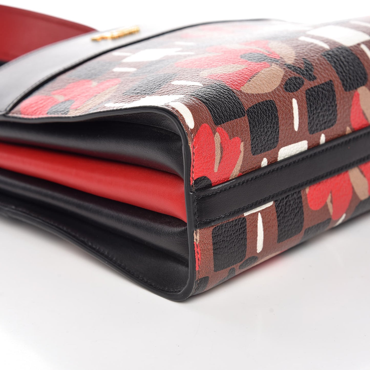 Goatskin Floral Print Bibliotheque Shoulder Bag Tabacco Black