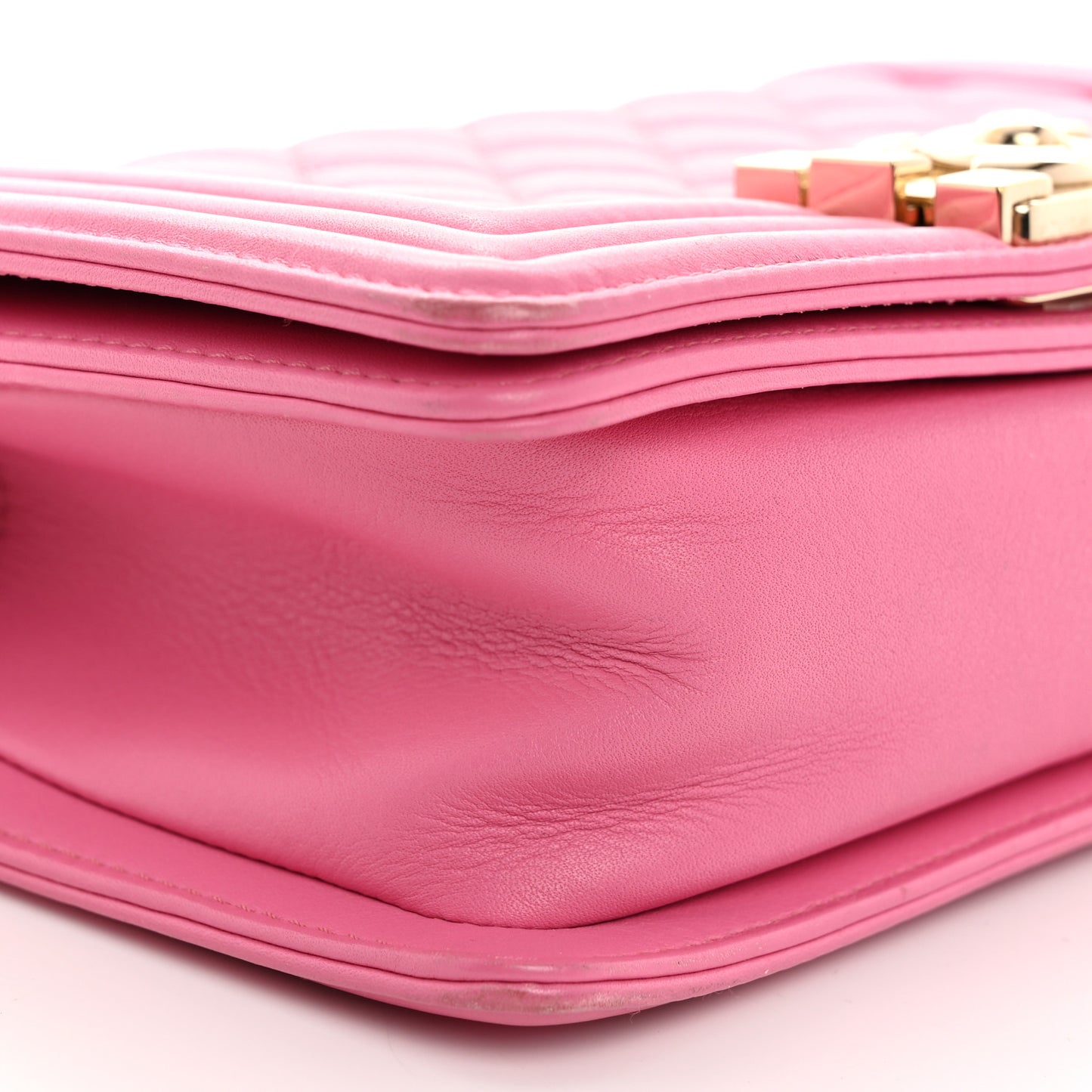 Calfskin Quilted Small Boy Flap Pink