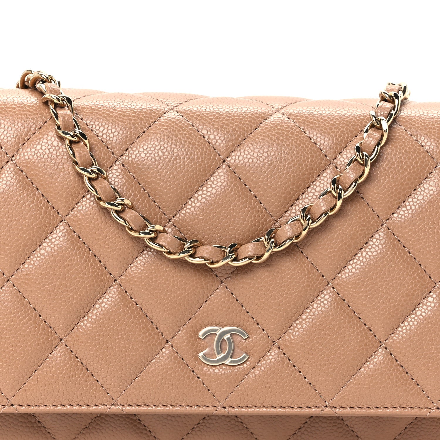 Chanel Caviar Quilted Wallet on Chain WOC Dark Beige 9 of 11