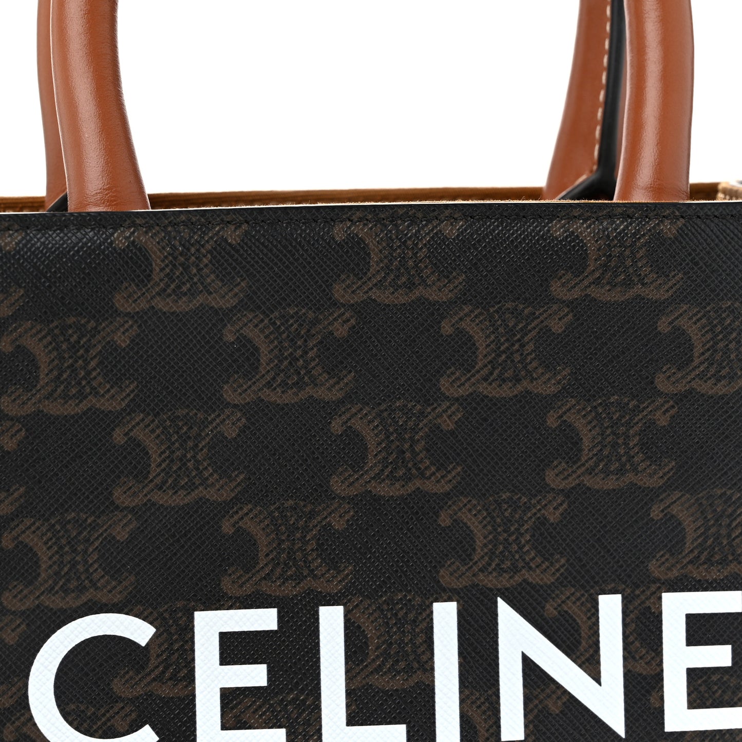 Triomphe Canvas Calfskin Mini Vertical Cabas Tan