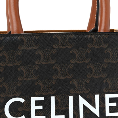 Celine Triomphe Canvas Calfskin Mini Vertical Cabas Tan 7 of 9